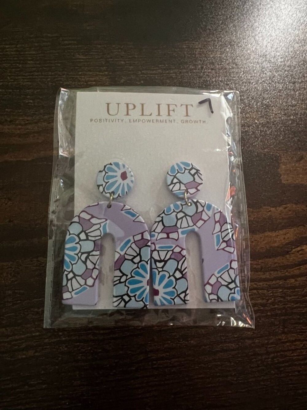 Colorful Polymer Clay Arch Earrings With Floral Mosaic Design